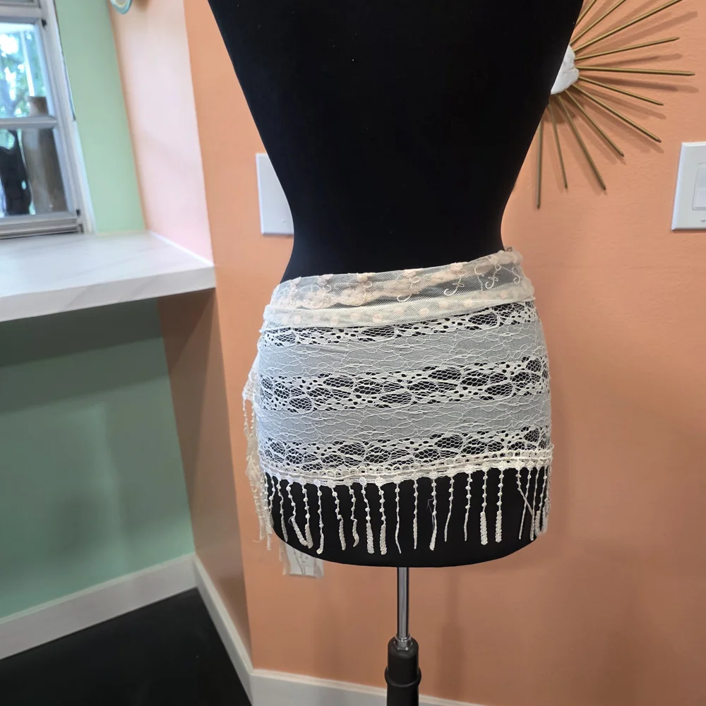 Boho Chic Scarf Festival Fringe Wrap Pier 1 Cream Bohemian Hippie Vacation